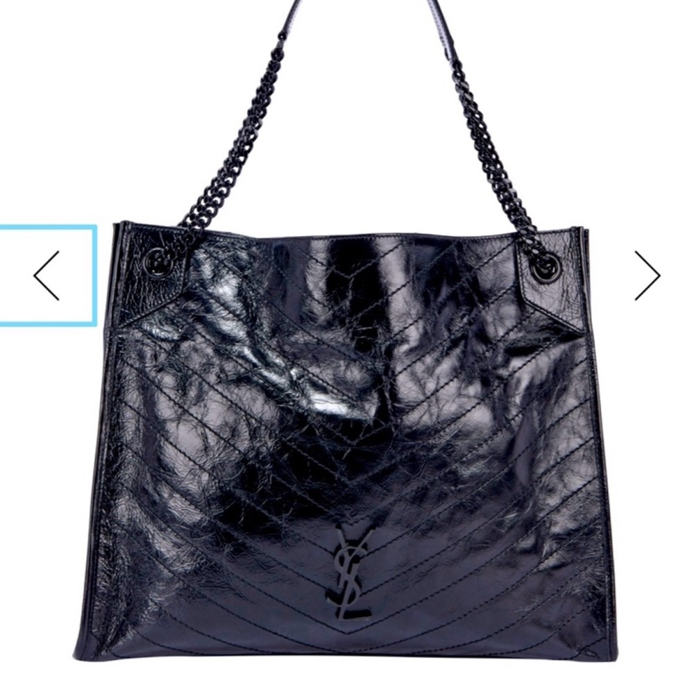 Saint Laurent Niki Shopping Tote Bag in Crinkled Vintage Leather